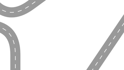 Fototapeta premium Road traffic and transportation background. Straight and curved road segments with dashed lane markings.