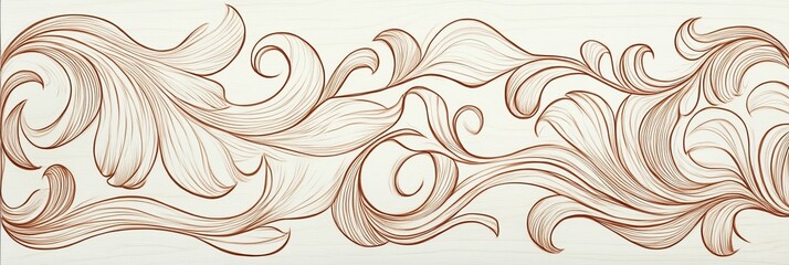 Elegant Floral Swirls Flourishes, Graphic Design Elements for Vintage Decorations on Paper Texture