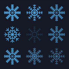 Snowflake set on isolated background | Frost background | Isolated snowflake collection | Christmas icon | Vector illustration