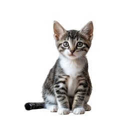 Obraz premium Playful kitten sitting with curious expression