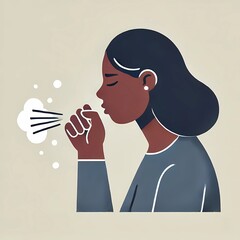 Illustration of a Person Coughing - Health and Hygiene Awareness