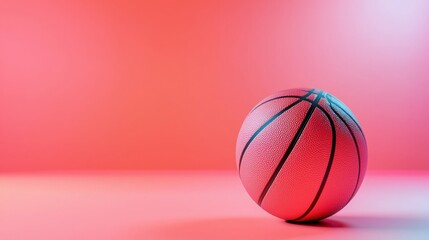 A close-up of a basketball resting on a soft, gradient background, showcasing its texture and vibrant colors in a modern aesthetic.