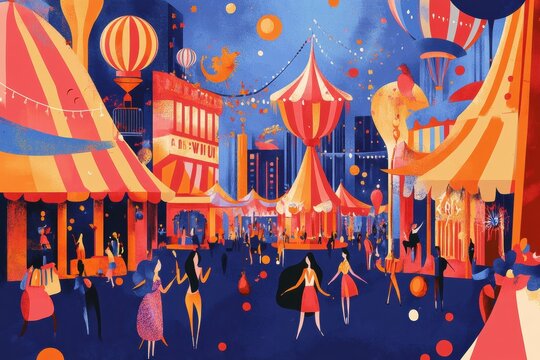Flat illustration draw abstract background carnival festival, multicolor, draw canival parade --chaos 25 --ar 3:2 --weird 1000 --v 6.1 Job ID: 45b7f3e3-b617-4eb1-9966-8810946c95ef