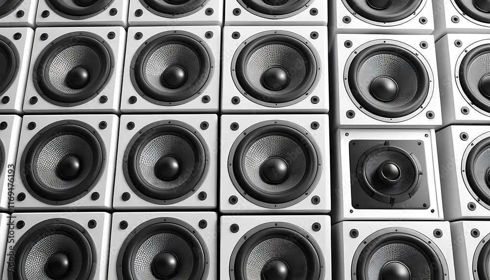 Wall mural white square speakers array pattern design