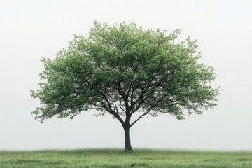 vibrant alder tree stands out against a pure white background showcasing intricate textures and vivid green leaves symbolizing growth resilience and natures beauty