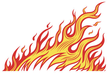 A bold and dynamic flame fire border frame, with sharp, jagged edges and a glowing, fiery gradient effect, suitable for a vector clipart template