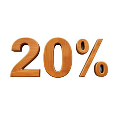 Wooden Twenty Percent Discount Sign Dark Background
