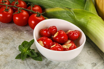 Sweet piquant cherry pepper stuffed cheese