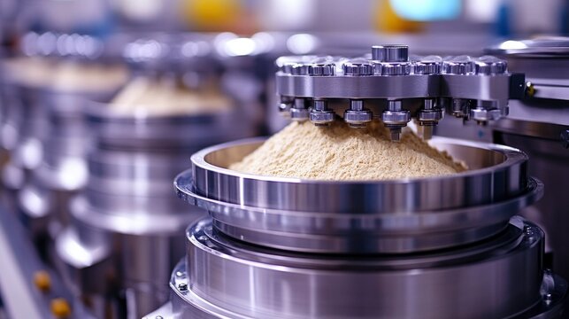 Industrial bin blender mixing pharmaceutical powder batches
