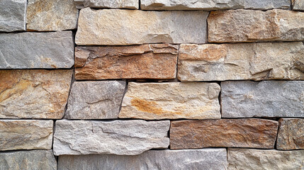 Natural stone wall with various textures and colors built in a contemporary style