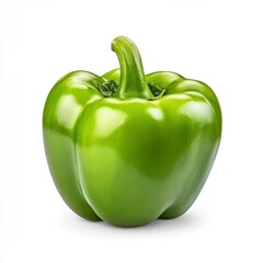 Fresh Green Bell Pepper Isolated on White Background