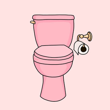 Pink Toilet with Toilet Paper Roll
