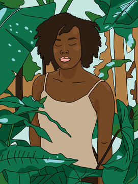 Black Woman in a Jungle Setting