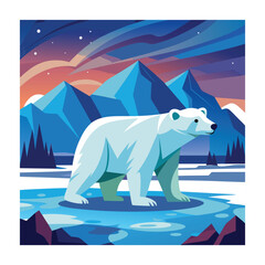 Fototapeta premium Polar bear animals vector on white background