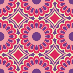 Big flower design brightly colored graphic. Floral pattern seamless perfect for clothing, textile, wrapping, background, wallpaper.