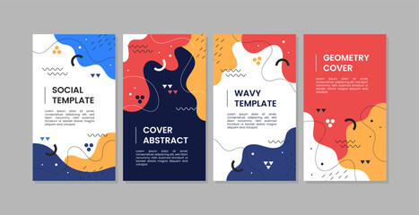Abstract Colorful Memphis Background. Trendy geometric abstract template for social media post or advertisement. Sale banner template design, Super sale special offer set.