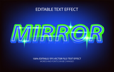 Mirror editable text effect, 3D editable text template.