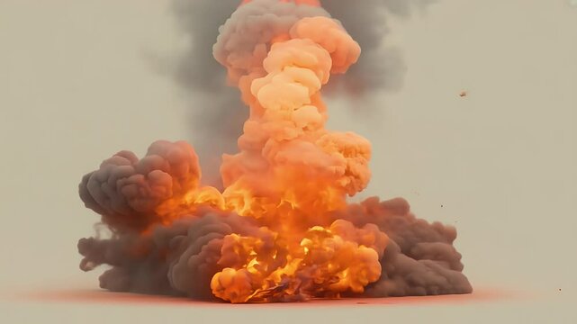 video of ground level small explosion releases burst debris energy providing dynamic visual effects alpha channel transparency seamless compositing