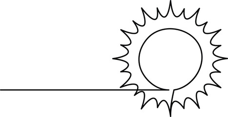 Hand drawn sun continuous one line art illustration 