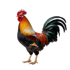 Fototapeta premium Colorful rooster stands proudly in studio setting