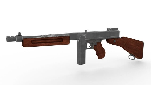 thompson submachine gun with white background