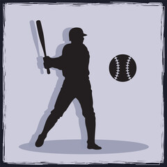 Hand Drawn Baseball Player Silhouette illustration 