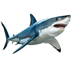 Great white shark swimming in the ocean depths