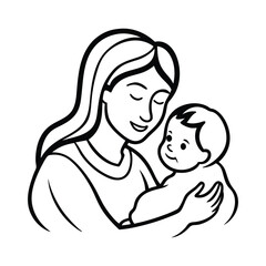 mother and baby line art design