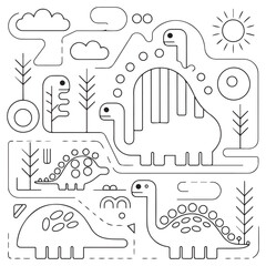 Dinosaur Coloring Book Pages for Kids © firoz