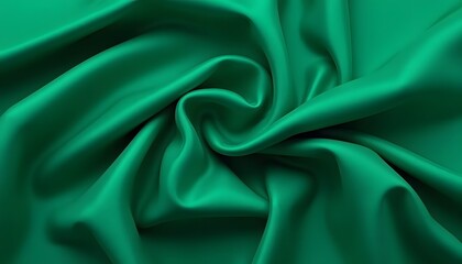 Obraz premium Emerald Green Silk Fabric with Soft Folds and Smooth Texture