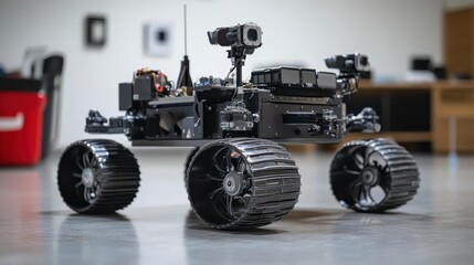 Fototapeta premium Advanced Robotic Rover All Terrain Vehicle with High Resolution Cameras for Exploration