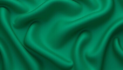 Obraz premium Emerald Green Silk Fabric with Soft Folds and Smooth Texture