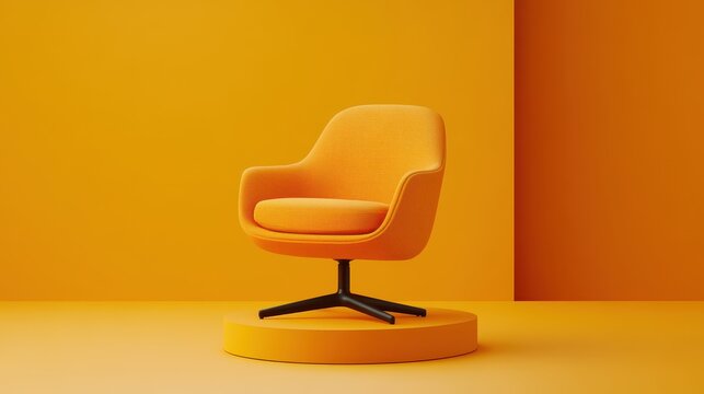Stylish yellow chair with black base, modern furniture for home or office decor  - Powered by Adobe