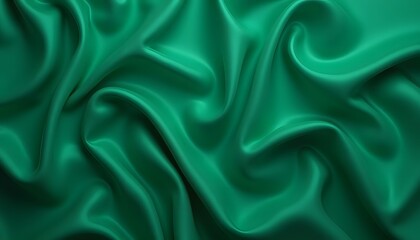 Fototapeta premium Emerald Green Silk Fabric with Soft Folds and Smooth Texture