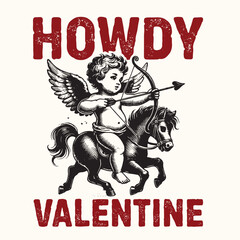 Howdy Valentine - Retro vintage Valentine T-shirt Design