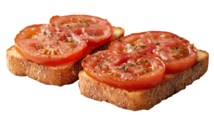 Toast with tomatoes and seasoning ready to serve