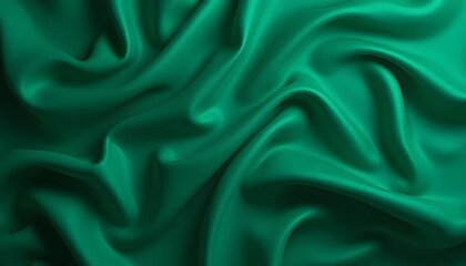 Obraz premium Emerald Green Silk Fabric with Soft Folds and Smooth Texture