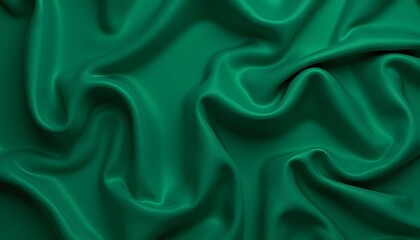 Obraz premium Emerald Green Silk Fabric with Soft Folds and Smooth Texture