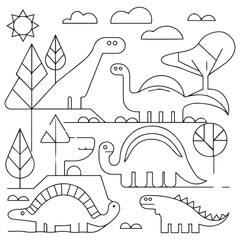 Dinosaur Coloring Book Pages for Kids © firoz