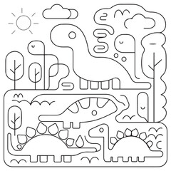 Dinosaur Coloring Book Pages for Kids © firoz