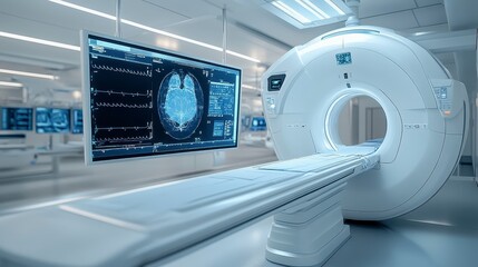 Advanced MRI Machine in Modern Hospital Scan Room Medical Technology Healthcare Image