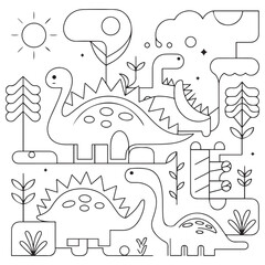 Dinosaur Coloring Book Pages for Kids