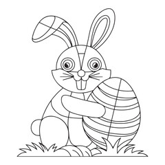 Easter Bunny carrying a decorated Easter egg coloring page