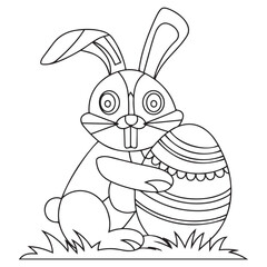 Easter Bunny carrying a decorated Easter egg coloring page