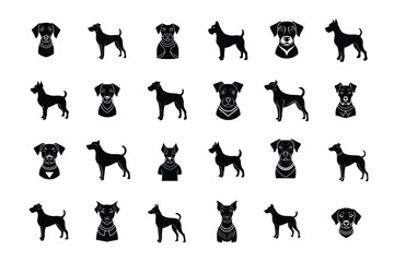 Dog silhouette set vector design big pack of animal illustration and icon
