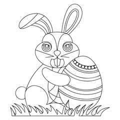 Easter Bunny carrying a decorated Easter egg coloring page