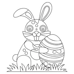 Easter Bunny carrying a decorated Easter egg coloring page