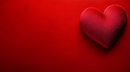 Red Velvet Heart on Red Background Romantic Love
