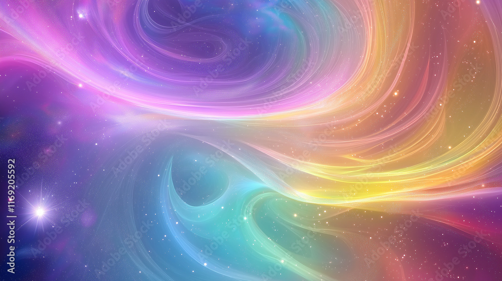 Poster colorful nebula cloud rotating in the universe with bright stars