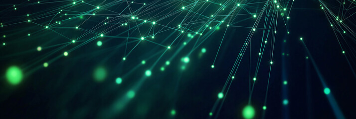 Futuristic green plexus network connecting data points